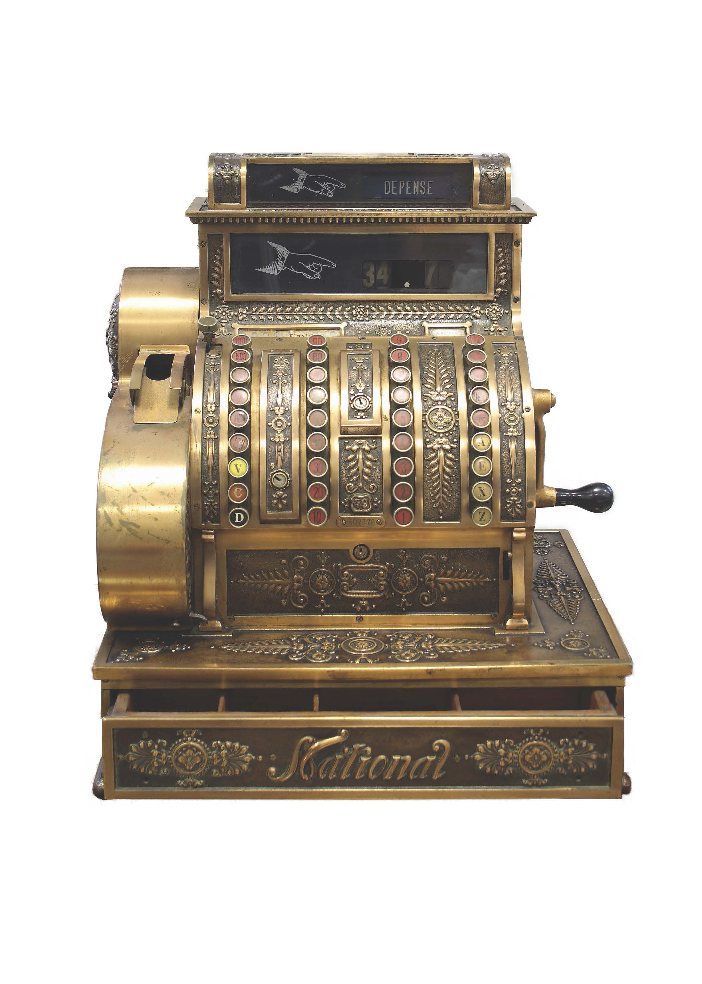 Manually operated cash register 