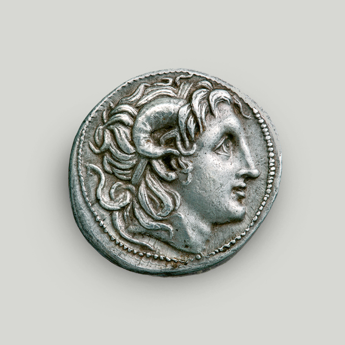 Obverse of silver tetradrachm of Lysimachus, Thrace 