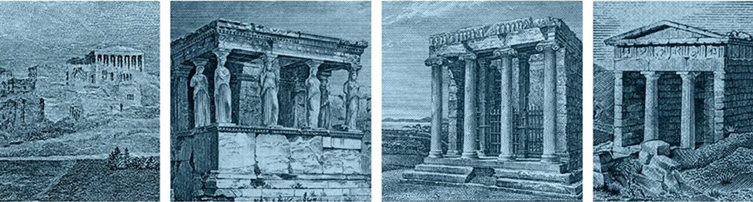 Λεπτομέρεια της αφίσας της εκπαιδευτικής δράσης «Αρχιτεκτονικά Μνημεία της Αρχαιότητας στα Ελληνικά Χαρτονομίσματα»