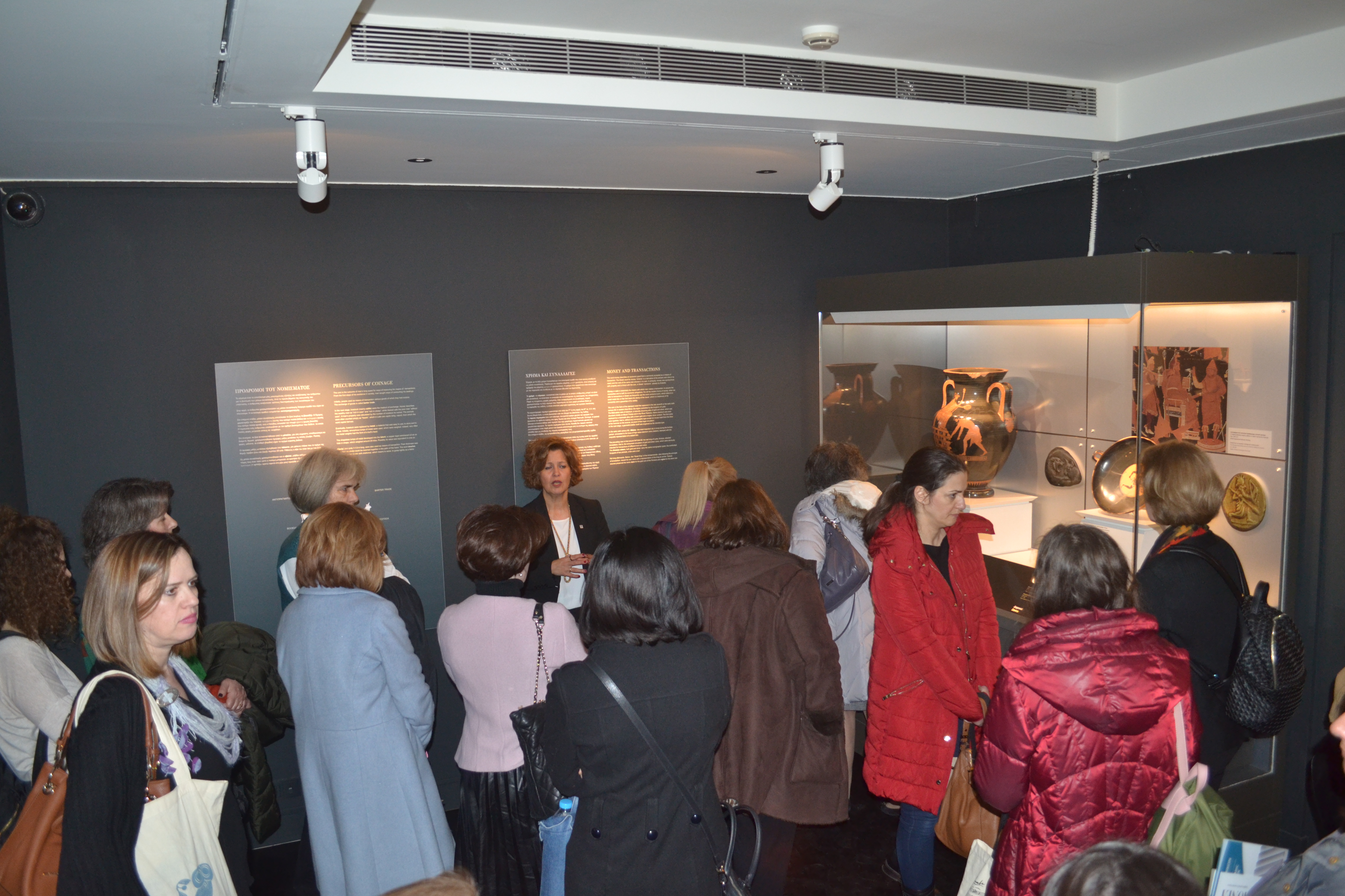 The curators conduct a tour of the exhibition Money. Tangible Symbols in Ancient Greece. Guided tour at the exhibition “Money. Tangible Symbols in Ancient Greece”