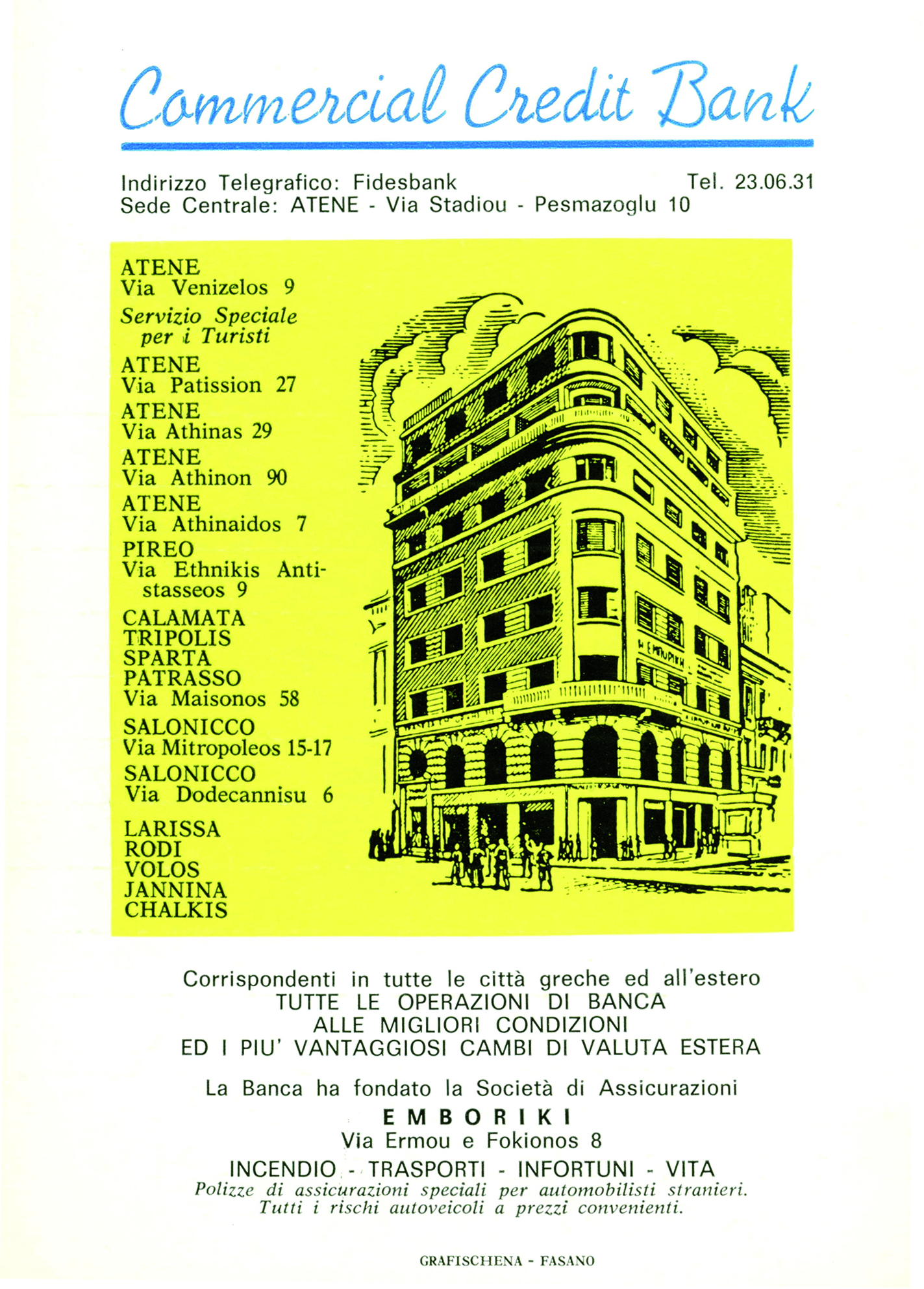 Commercial Credit Bank flyer in Italian 