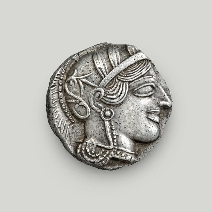Εμπρόσθια όψη αργυρού τετράδραχμου Αθήνας 