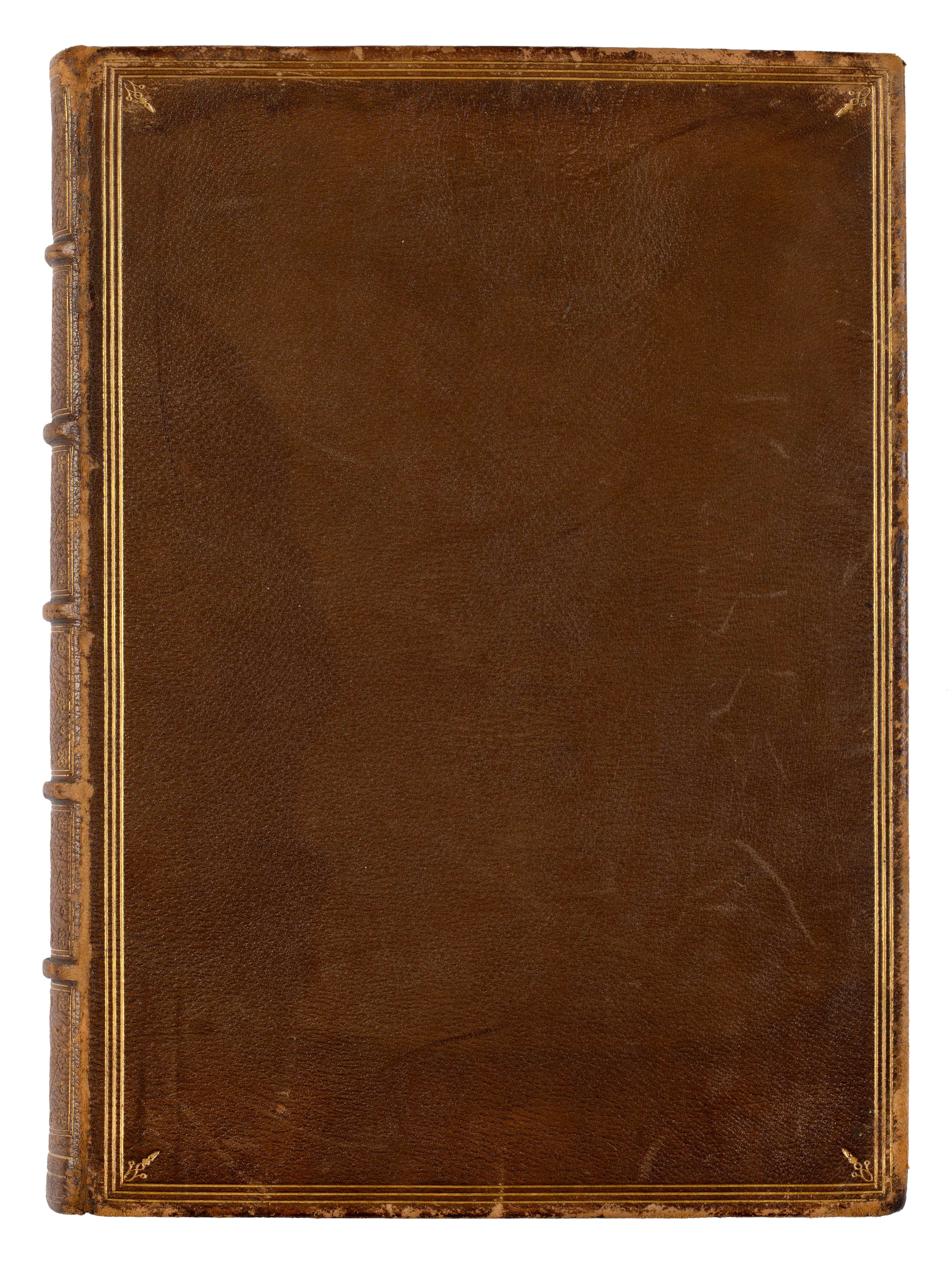 The book Select Views in Greece with Classical Illustrations, with a brown cover.  The book Select Views in Greece with Classical Illustrations