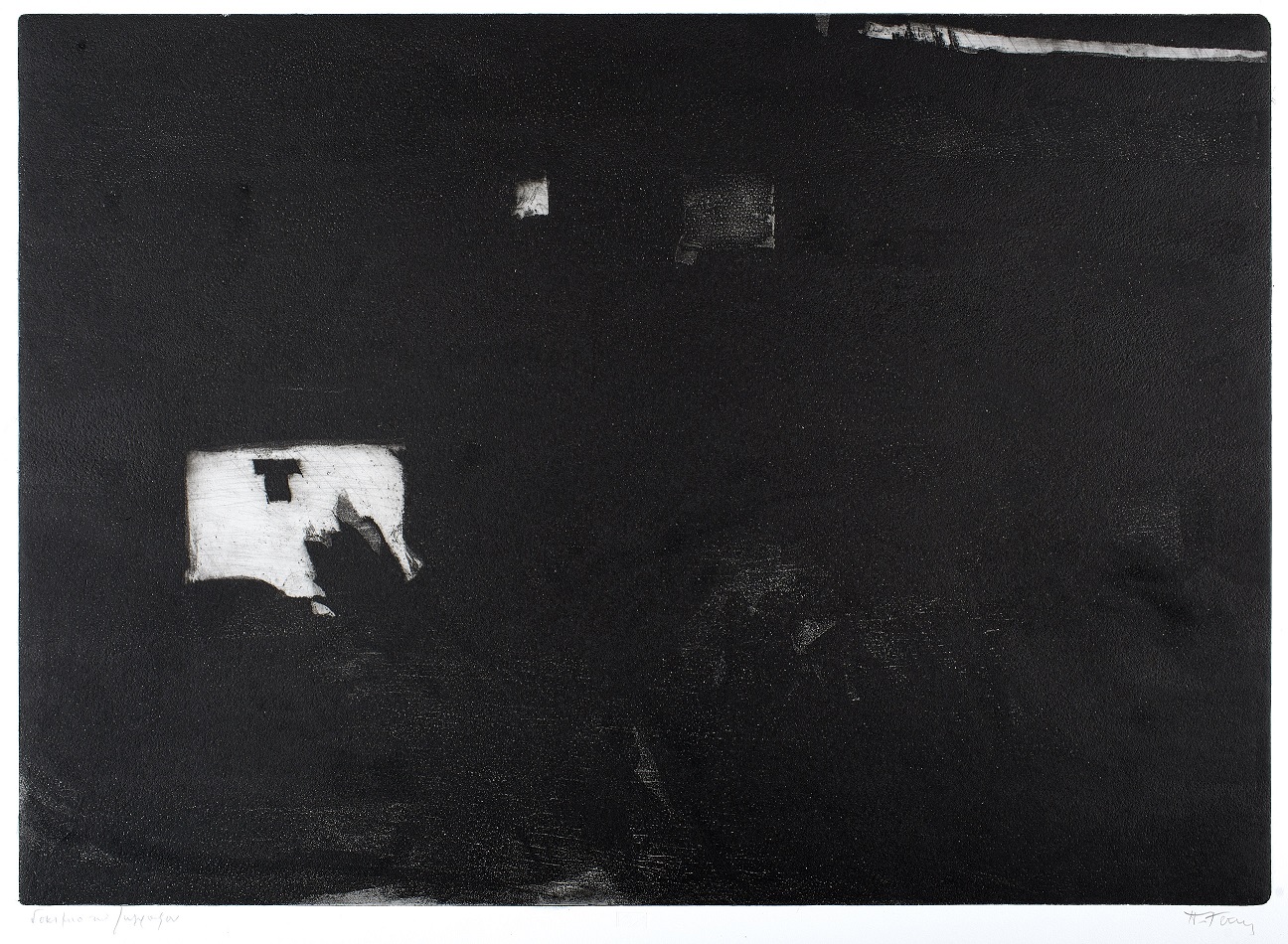 Black surface with white and grey geometric detailing. Work: Field hut, Sifnos